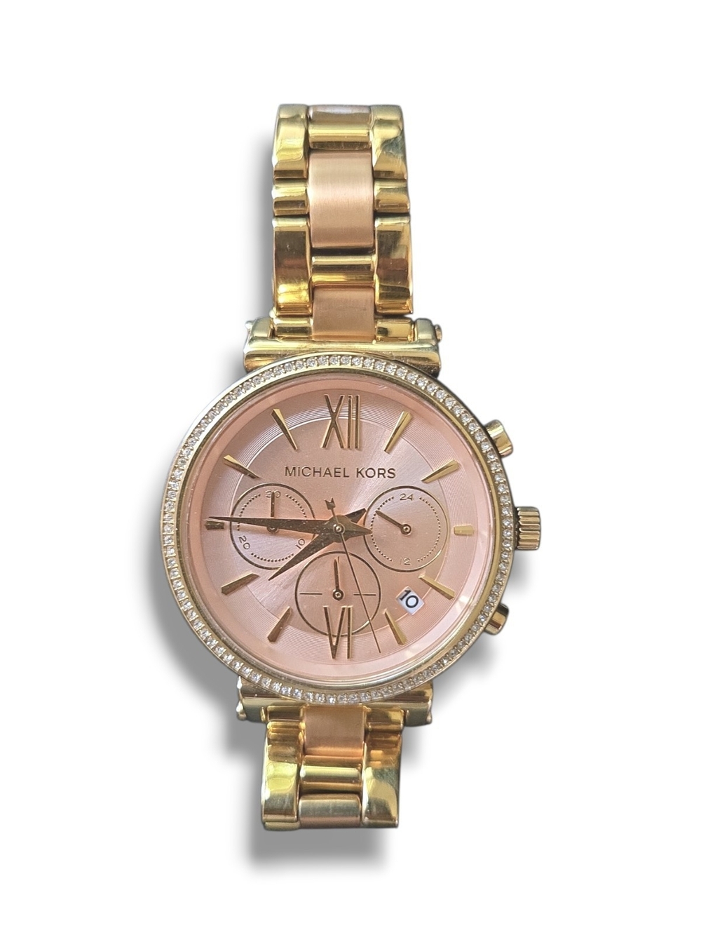 Michael Kors Gold-Tone Watch with Rose Pink Dial